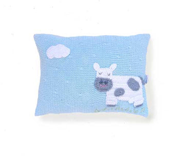 Faire-Melange Baby Mini Pillow Cow Baby Blue Cow Pillow Handmade Knit Mini Pillow